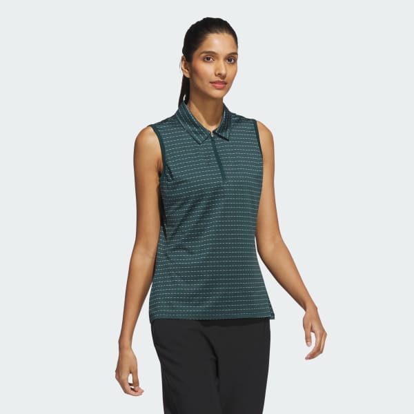 Verde Polo sin mangas Ultimate365 Jacquard Stripe