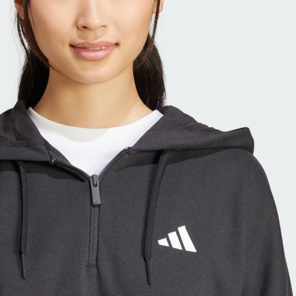 売れ筋商品|||アディダス カットソー トップス レディース Women's Essentials Small Logo French Terry Quarter Zip Top Black Adidas Women's Essentials Small Logo French Terry Quarter