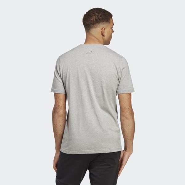 Szary Essentials Single Jersey Linear Embroidered Logo Tee