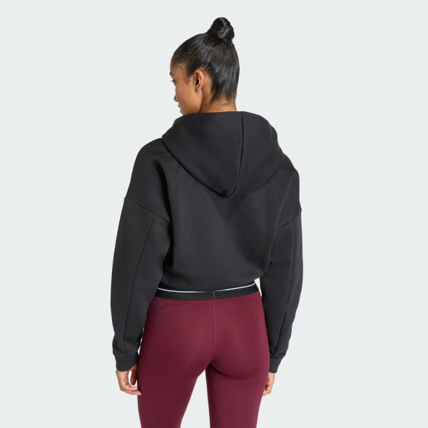 adidas Hyperglam Cropped Hoodie - Black | Free Shipping with