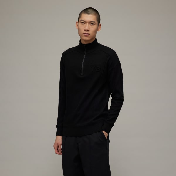 Zwart Y-3 Classic Merino Blend Knit Half-Zip Sweatshirt D6553