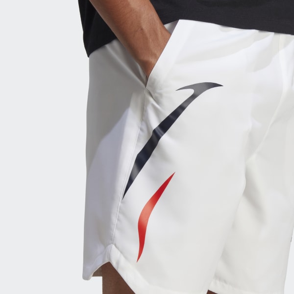 White Colorblock Woven Shorts