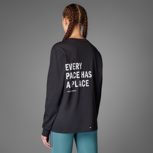 Sort Runners Long Sleeve kønsneutral T-shirt