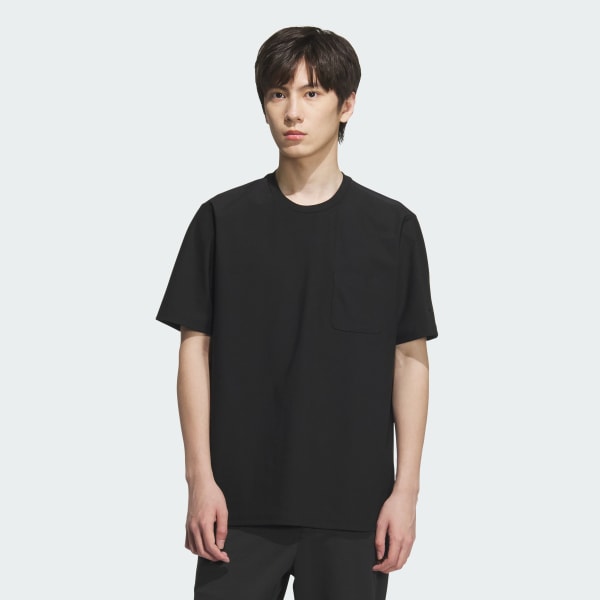 ブラック プレミアム カジュアル レギュラーフィット 軽量 ニット 半袖 ポケットTシャツ