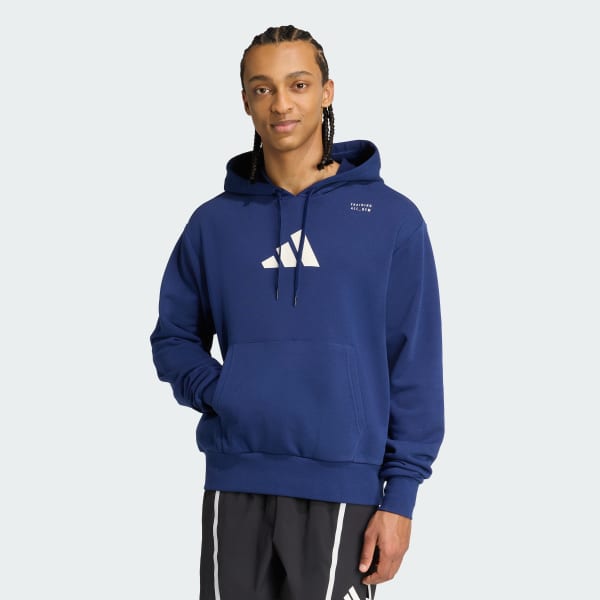 Azul Moletom com capuz estampado: categoria Treinamento