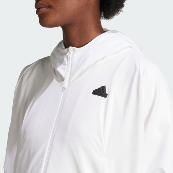 adidas Z.N.E. Woven Full-Zip Hoodie - White | Free Shipping