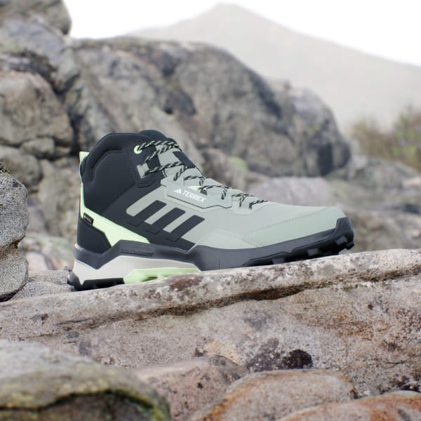 Adidas Terrex AX4 Mid GORE-TEX Hiking Shoes - Men's - Silver Green / Core Black / Crystal Jade - 10