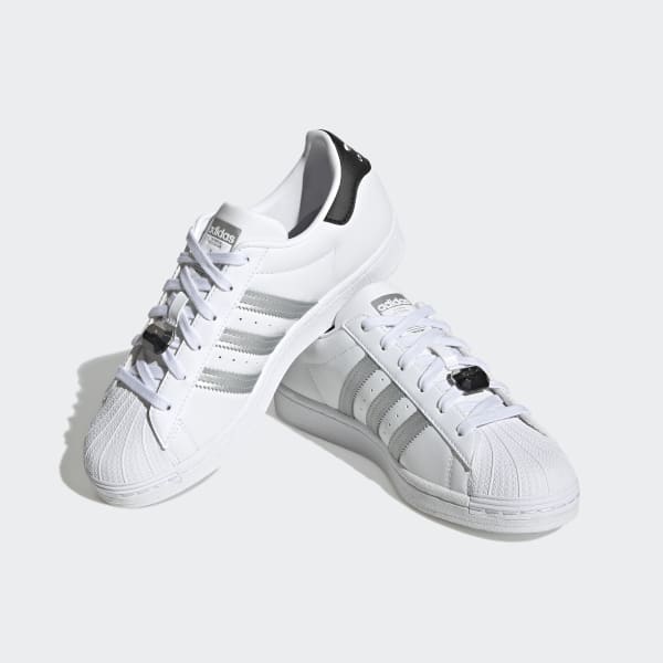 Adidas girl toddler superstar shoes - white/metallic clearance silver