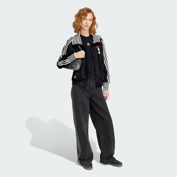 Đen Áo Track Top KẺ SỌC BO GÂN VINTAGE BB TT