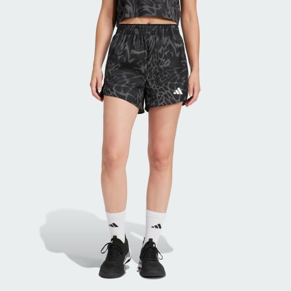 Black Train Essentials Allover Print Workout Shorts
