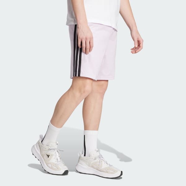 สีม่วง กางเกงขาสั้นผ้าซิงเกิลเจอร์ซีย์ Essentials 3-Stripes 7 นิ้ว