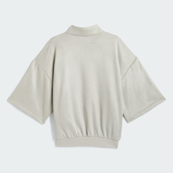 adidas Basketball Sueded 3/4 Half-Zip Sweatshirt - Beige