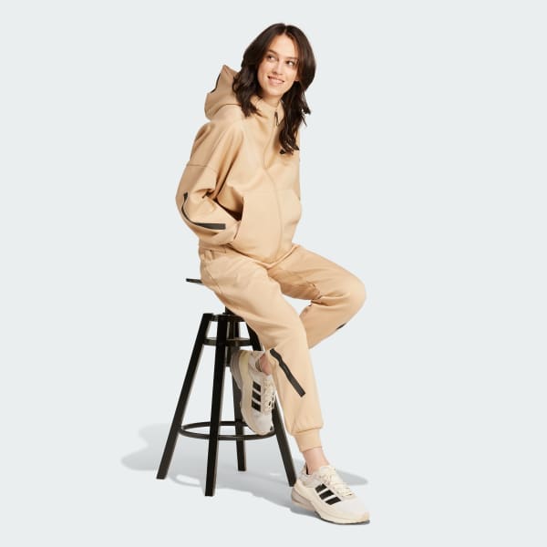 Beige adidas Z.N.E. Full-Zip Hoodie