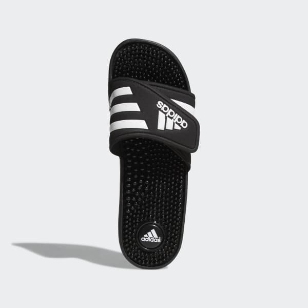 black white adidas slides