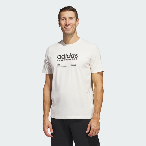 สีขาว เสื้อยืดพิมพ์ลาย adidas Lounge