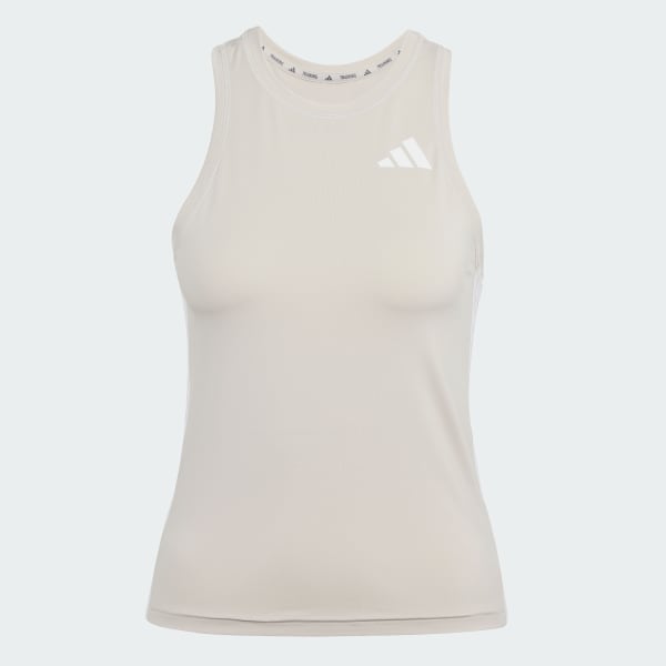 beige Train Essentials 3-Stripes Workout Tanktop