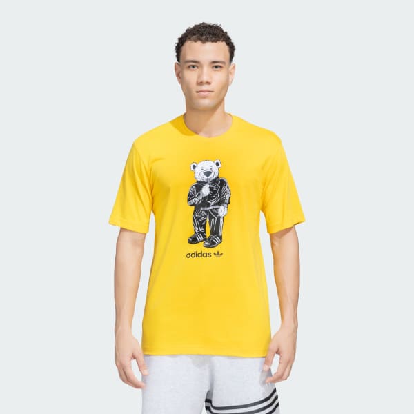Yellow adidas Originals Trefoil Bear Tee