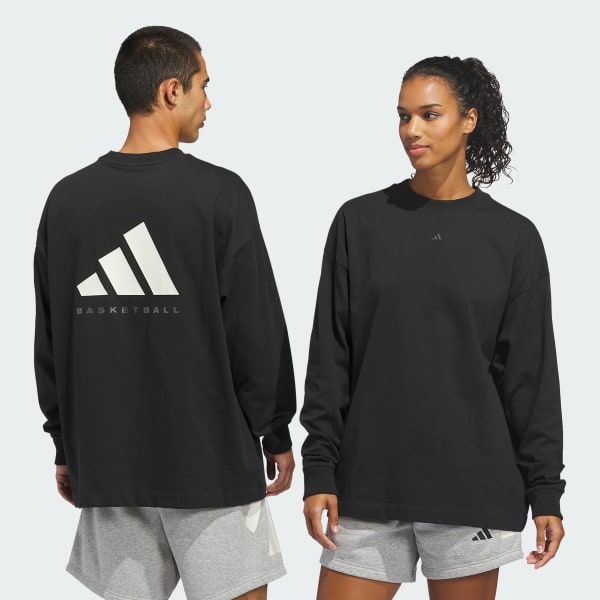 Negro Polo Manga Larga adidas Basketball (Unisex)