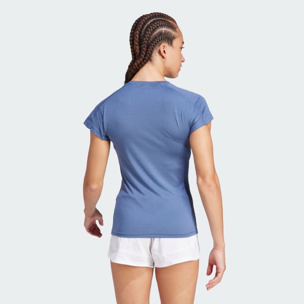 Azul Camiseta Gola V AEROREADY Train Essentials Minimal Branding