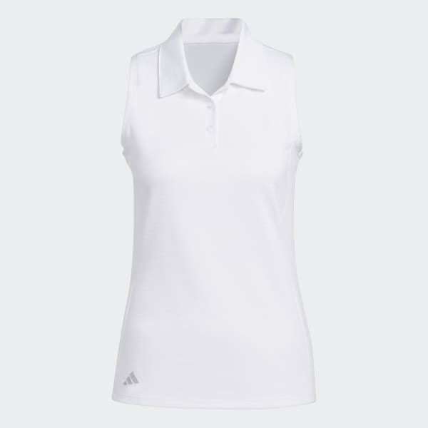 White Texture Sleeveless Golf Polo Shirt