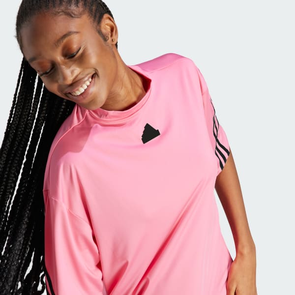 Adidas 3 clearance stripe dress pink