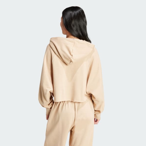 Beige Buzo Corto con Capucha