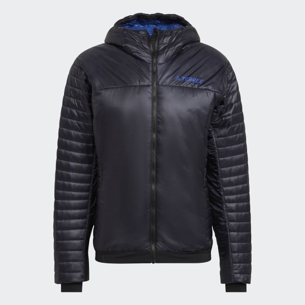 Blauw Terrex Techrock Primaloft Geïsoleerd Gevoerd Jack met capuchon KNF12