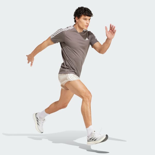 Brown Own the Run 3-Stripes Tee