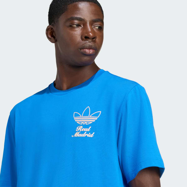 adidas Real Madrid Terrace Icons Graphic Tee - Blue | Free