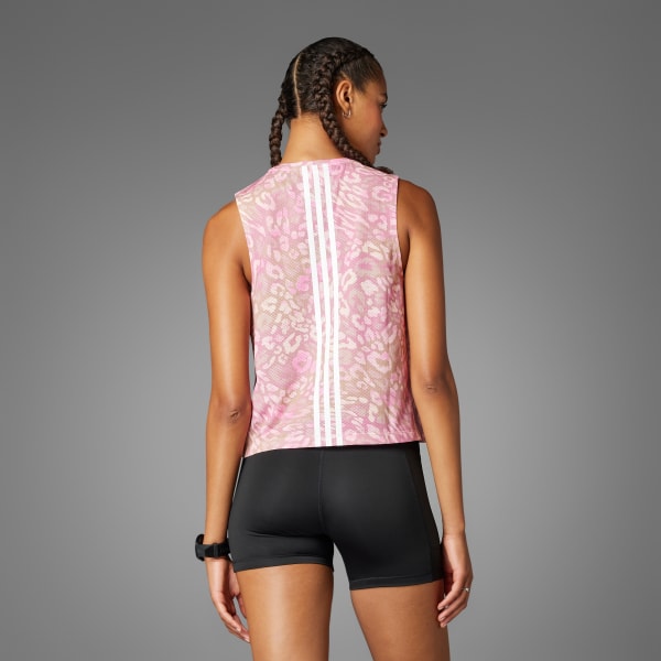 Rosa Playera sin mangas Own the Run CLIMACOOL Tres Franjas
