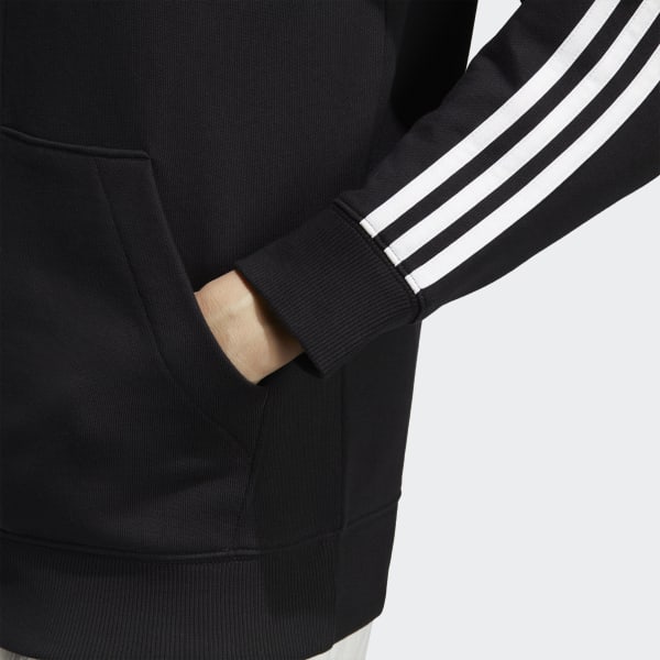 Zwart Essentials 3-Stripes French Terry Regular Ritshoodie