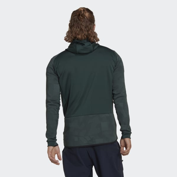 Green Terrex Tech Flooce Hooded Hiking Fleece Jacket