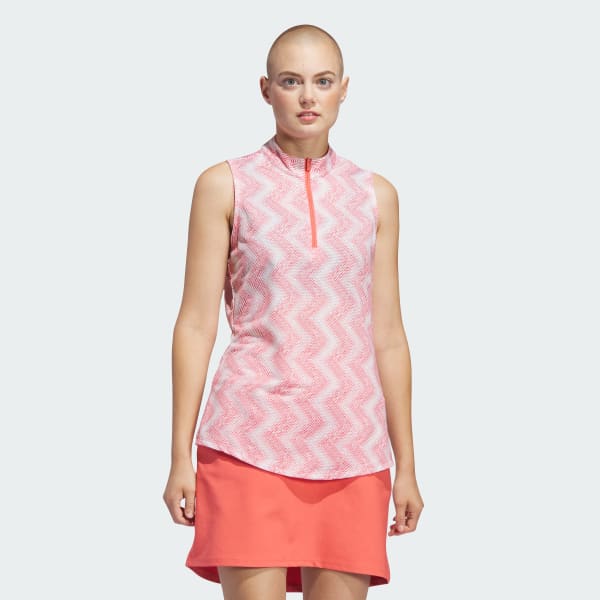 Red Women's Ultimate365 Ottoman Printed Sleeveless Polo Shirt