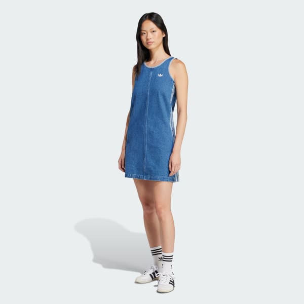 Azul Vestido Sin Mangas Adicolor Denim 3 Tiras