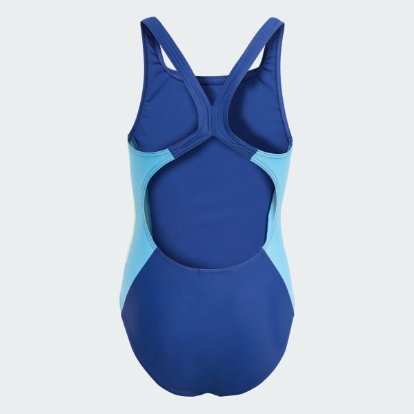 Blau Cut 3-Streifen Badeanzug