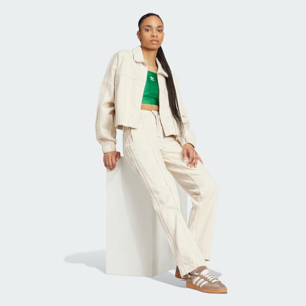 White Premium Essentials Denim Track Top