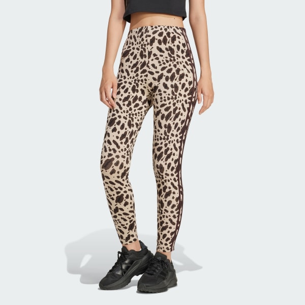 Marrone Leggings Essentials 3-Stripes Animal Print