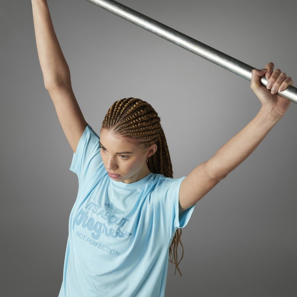 Blue Lift Your Mind Loose Graphic Tee