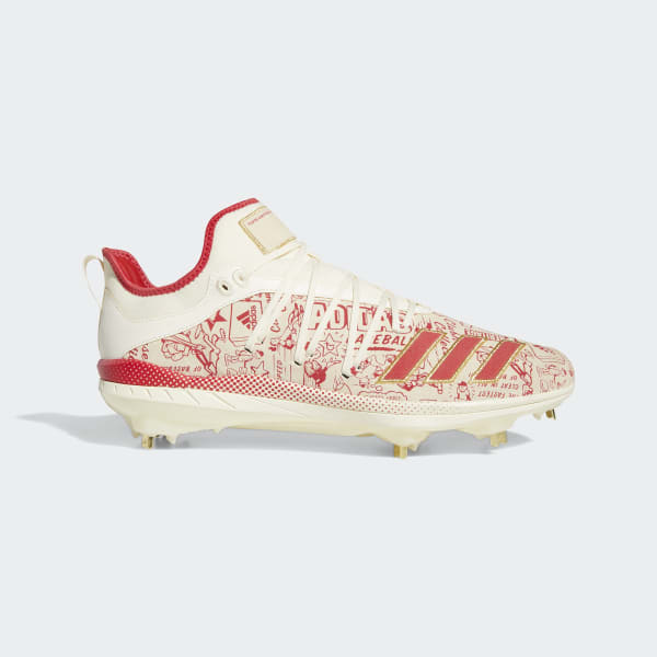 red and gold baseball cleats