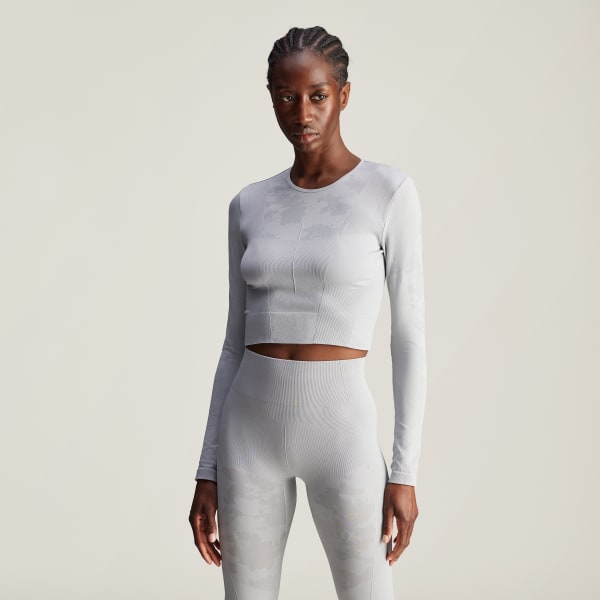 adidas by Stella McCartney TrueStrength Seamless Long Sleeve Yoga Top Grey adidas UK