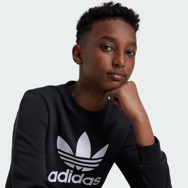 Adidas Kids Trefoil Graphic Sweatshirt in Black at Nordstrom Size XL