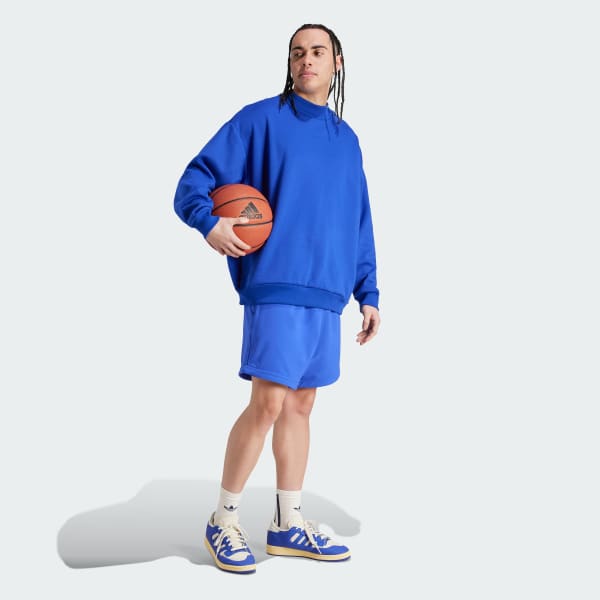 Azul Sudadera adidas Basketball 001_ Cuello Redondo