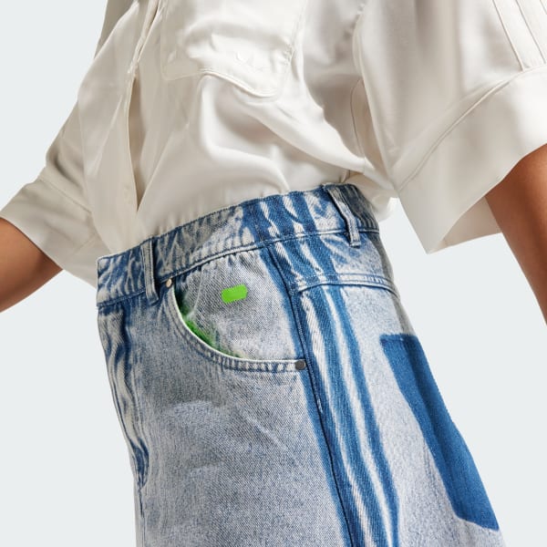 adidas KSENIASCHNAIDER Frayed Denim Skirt - Blue | adidas India