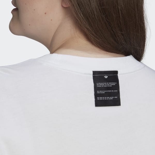 Λευκό Long Sleeve Crop Tee (Plus Size) ETW74