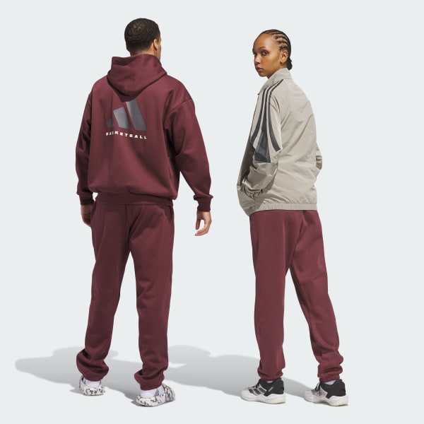Burgundy Tepláky adidas Basketball Fleece (rodovo neutrálne)