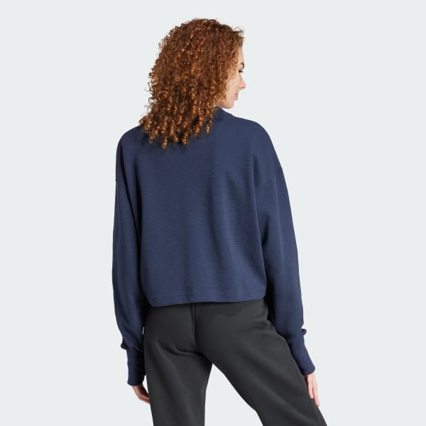 Bleu Sweat-shirt col en V côtelé ALL SZN