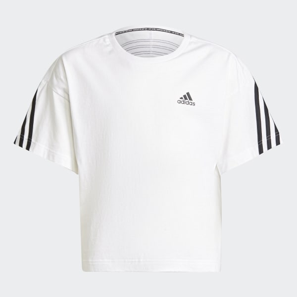 Branco T-shirt Larga em Algodão de Produção Biológica 3-Stripes Future Icons SD029