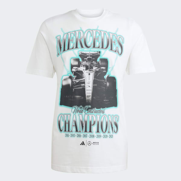 สีขาว เสื้อยืดพิมพ์ลายทีม Mercedes-AMG Petronas Formula One