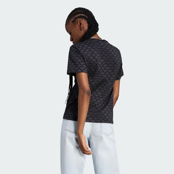 cerná Trefoil Monogram T-Shirt