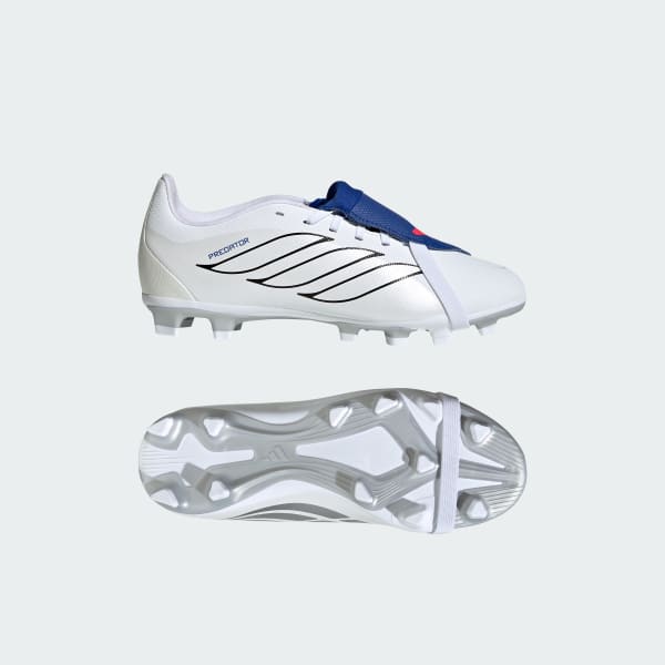 Weiss PREDATOR CLUB Fold-Over Tongue Firm Ground/Multi Ground Kids Fußballschuh